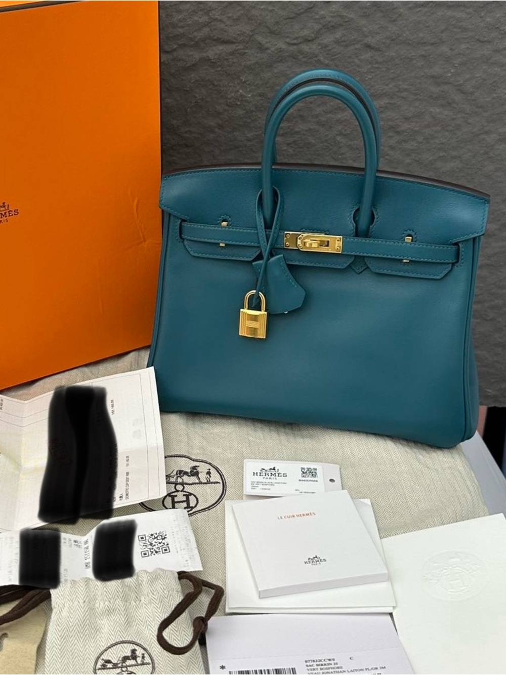 Hermès Teal Birkin 25 with Gold Hardware Blue Bosphore Joanathan